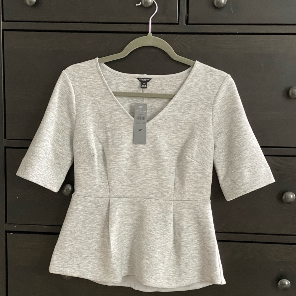 NWT grey Ann Taylor peplum top